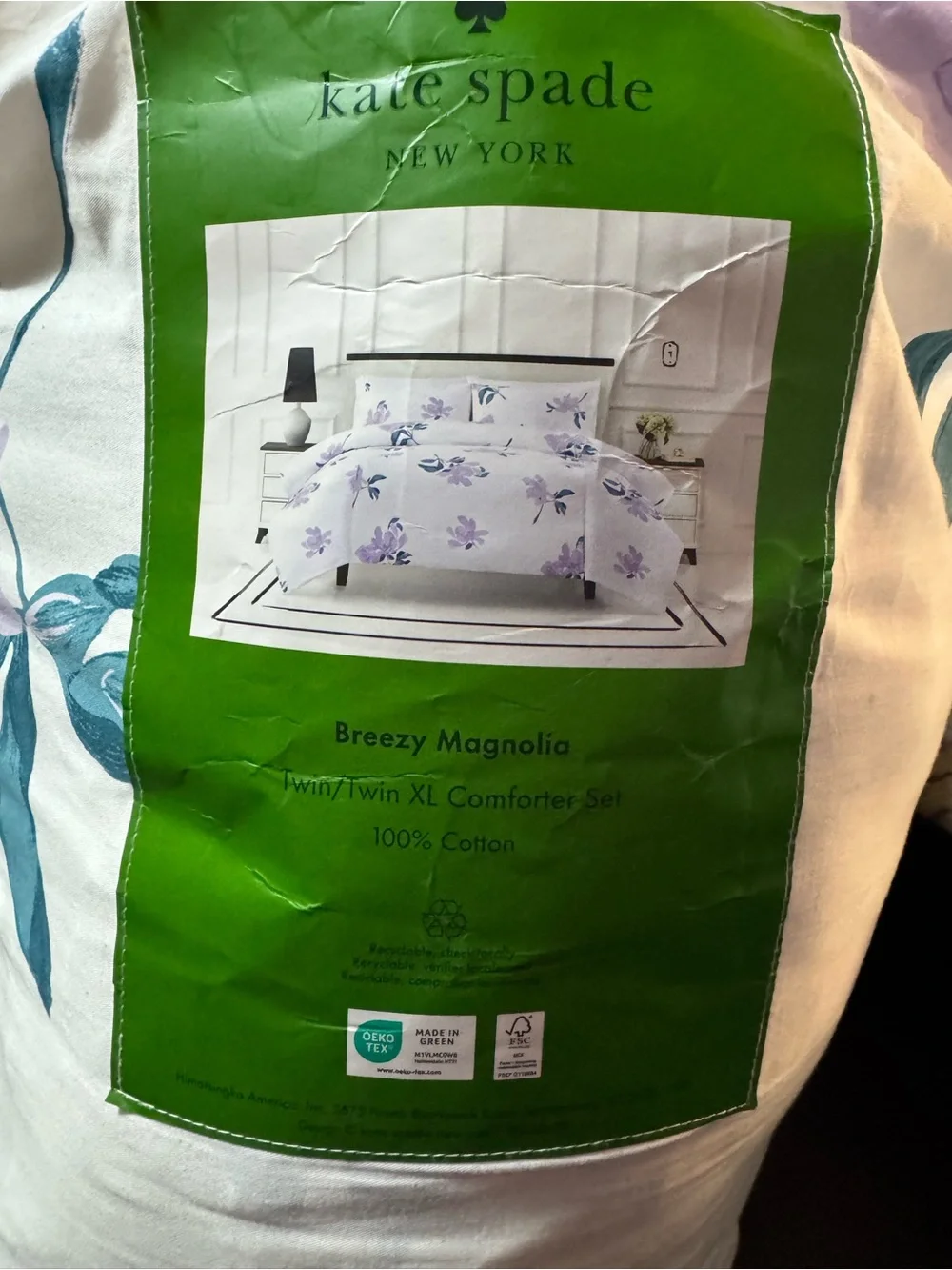 kate spade White and Lavender Floral Twin XL Comforter Set